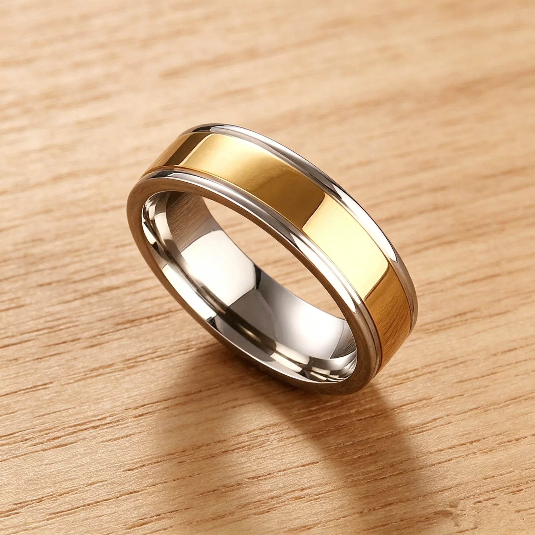 4mm Titanium Ring Gold Color Light Polish Rings For Men and Women 316L Stainless Steel Charms
