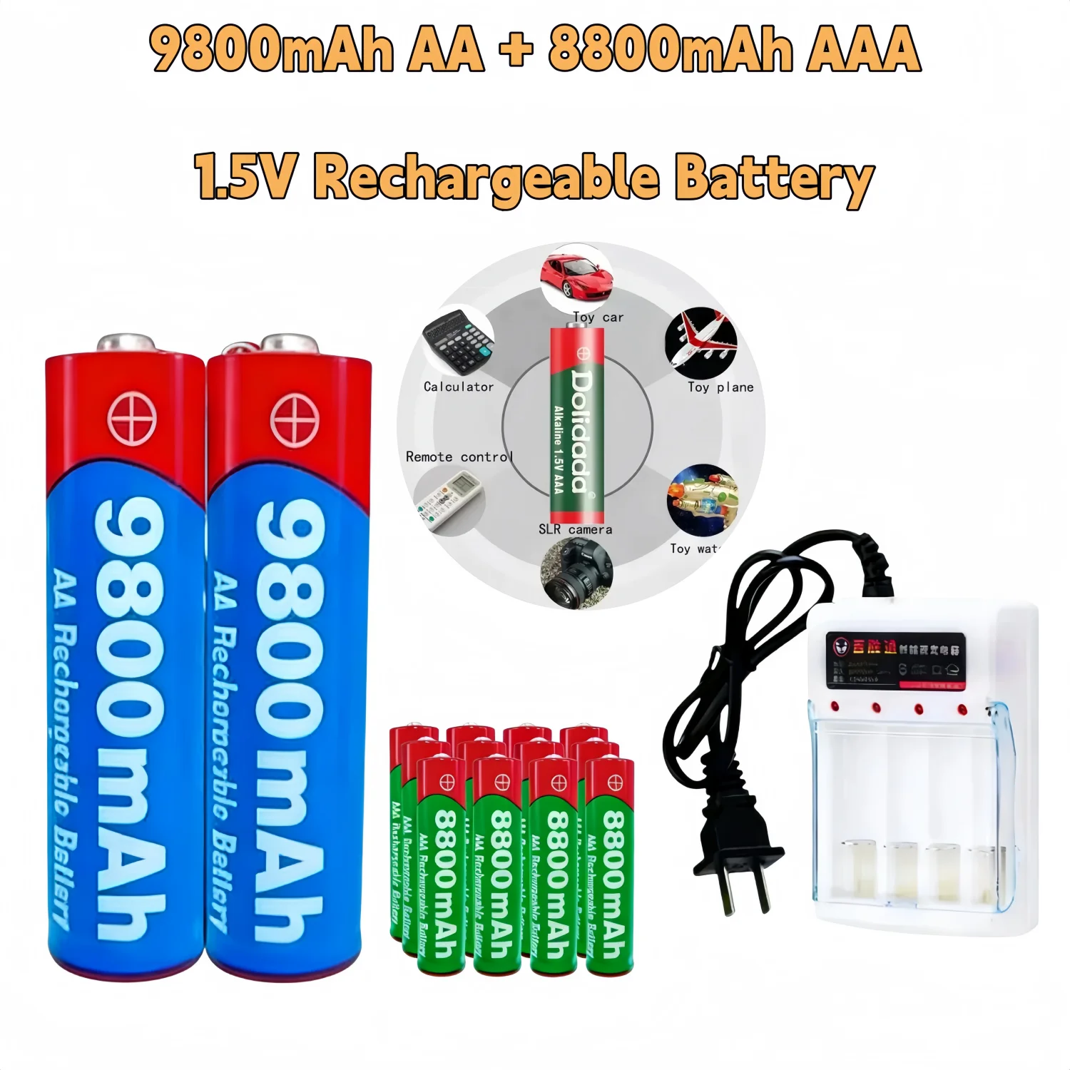 1.5V AA 9800mAh AAA 8800mAh Rechargeable Batteries 2-20 PCS High Capacity 2A 3A Alkaline Battery For Clock Mice Toys Electronic