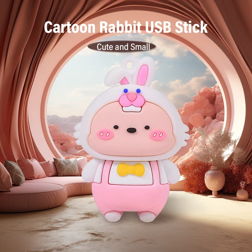 JASTER Cartoon Rabbit Carrots USB Flash Drive 128GB Memory Stick Free Key Chain 64GB Creative Gift Pen Drive 32GB Real Capacity