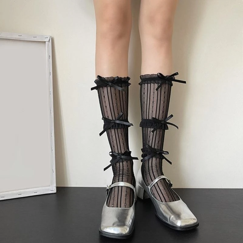 

Носки в стиле Лолиты, чулки длиной до икры, дышащие удобные носки, эластичные чулки, модные носки, праздничная одежда, чулки