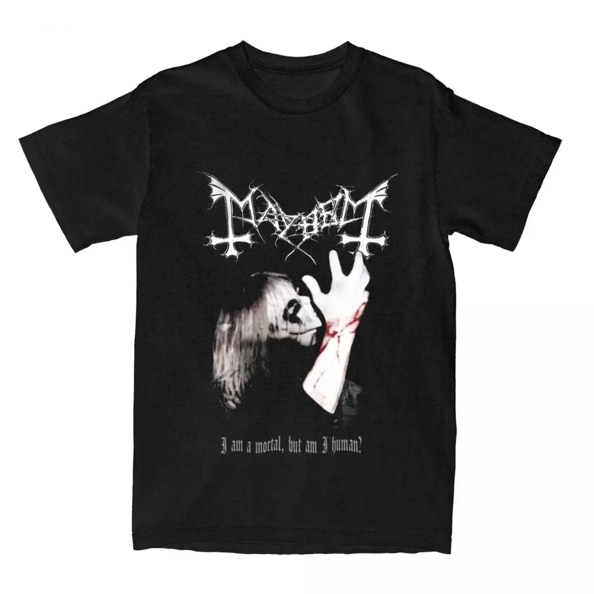 Camiseta para hombre, camiseta de banda de Rock Mayhem de Metal negro, camiseta Vintage 100% de algodón de manga corta con cuello redondo, camisetas Unisex de talla europea para mujer