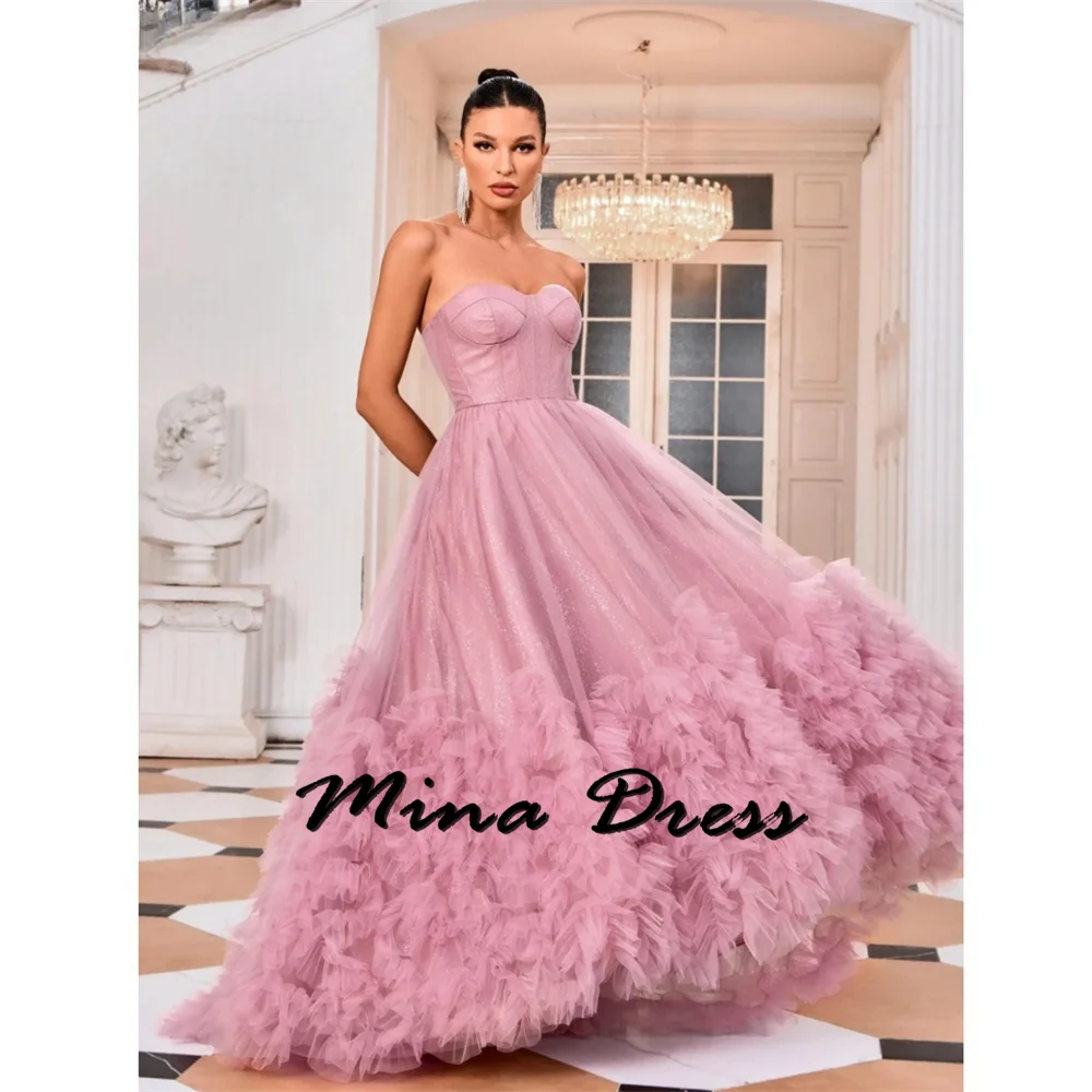 

Mina Customized Backless Evening Gown Sleeveless Elegant Womens Party Dresses for Formal Occasions Sequins Flowers Strapless