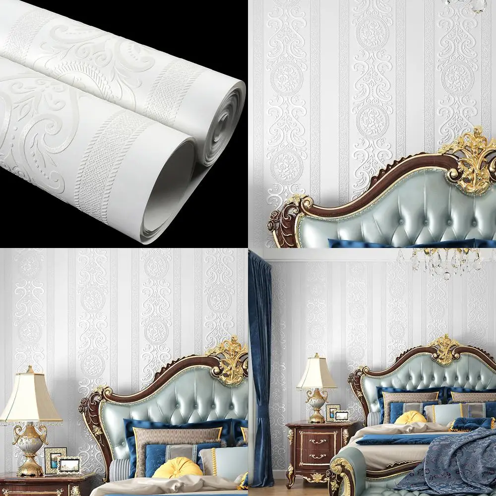 White Diatomite Effect Wallpaper Vertical Stripe European Style Bedroom Living Room Hagibis Wall Fabric Non Woven Wallpaper
