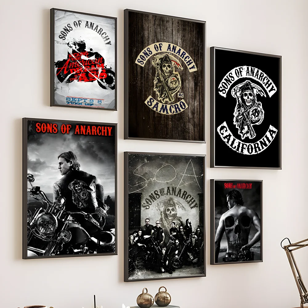 S-Sons Of A-Anarchy Crime Movie Poster Pegajoso Impressão de Arte de Parede À Prova D 'Água Casa Sala de estar Bar Corredor Decoração Estética