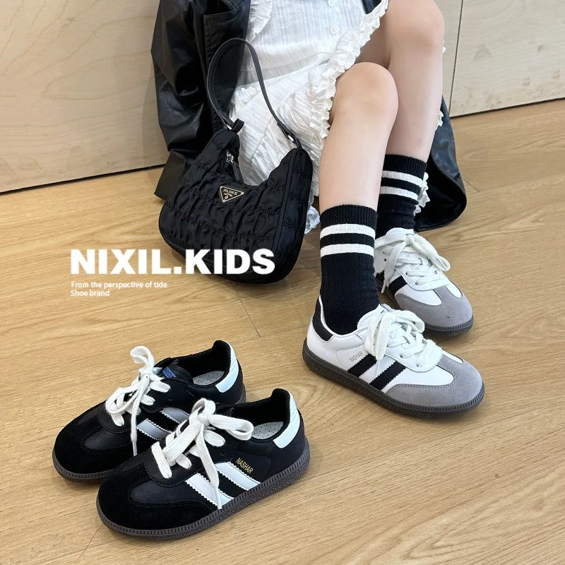 Sapatilhas esportivas infantis de sola macia, tênis de skate casual, meninos e meninas, treinamento moral, moda infantil, primavera, outono