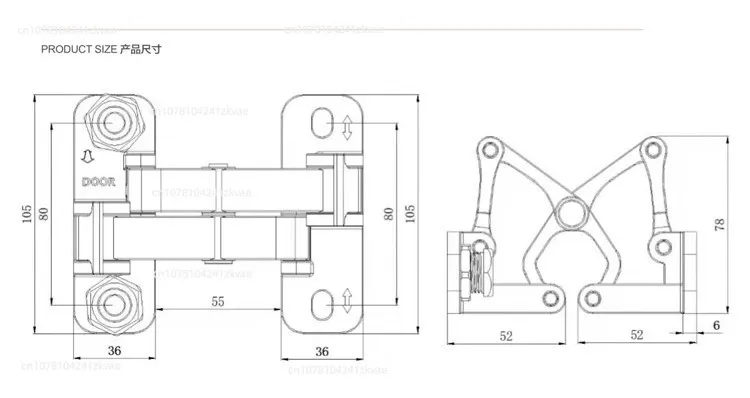 Stainless Steel Fire Pipe Two-Dimensional Adjustable Dry Hanging Stone Hinge Concealed Door