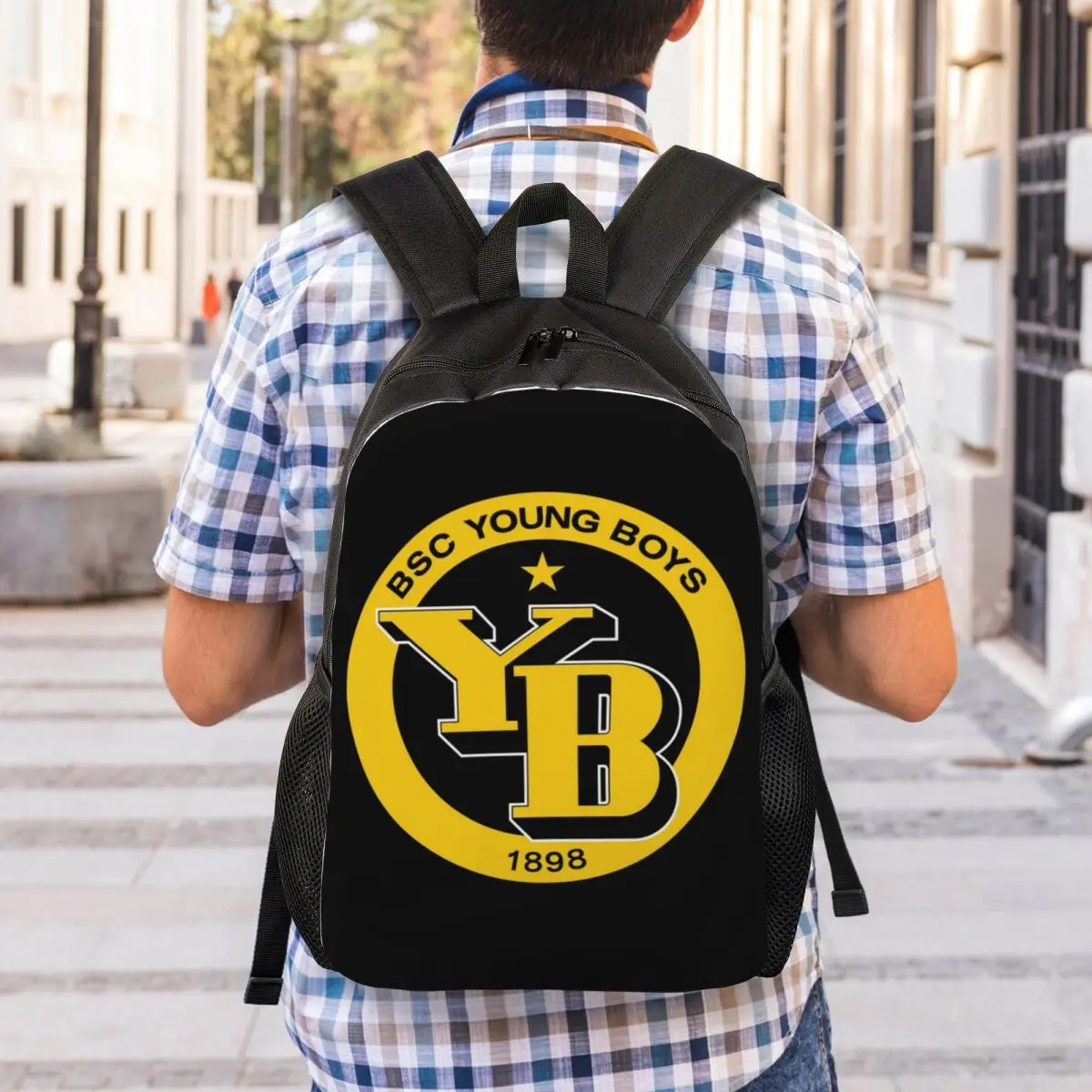 BSC Young Boys Swiss Football Sports Fans Bern Swiss Backpack Daypack BookBag Tas Sekolah Tas Bahu untuk Pria Wanita