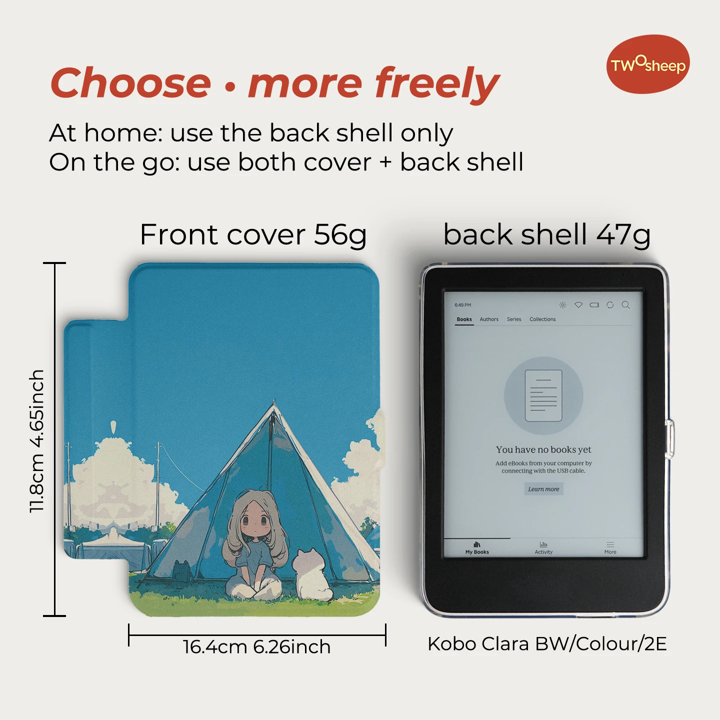 Twosheep suit for Kobo Clara BW Clara Colour Clara 2E 6 inch Case Magnetic Detachable Cover Clear Back Auto Wake Sleep Girls Sty view 6
