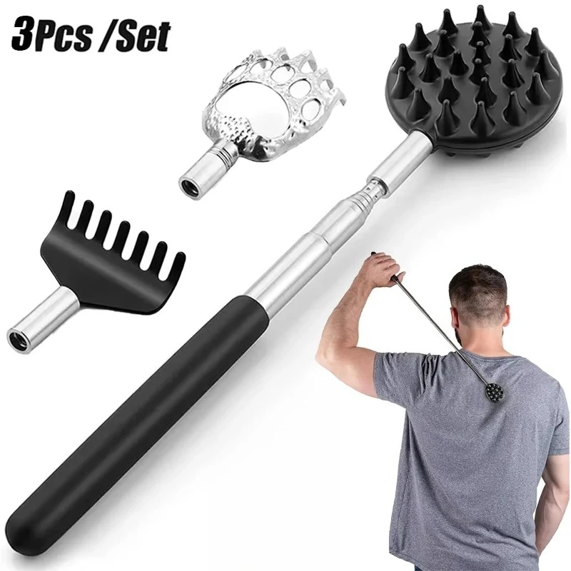 

3 pcs Telescopic Back Scratcher Portable Extendable Itch Relief Scraper Back Massage Relaxation Tool For Home Daily Use