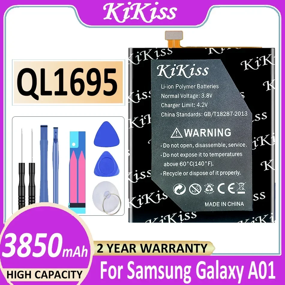 KiKiss QL1695 QL 1695 3850mAh Replacement Battery For Samsung Galaxy A01 Mobile Phone Batteries Powerful Battery