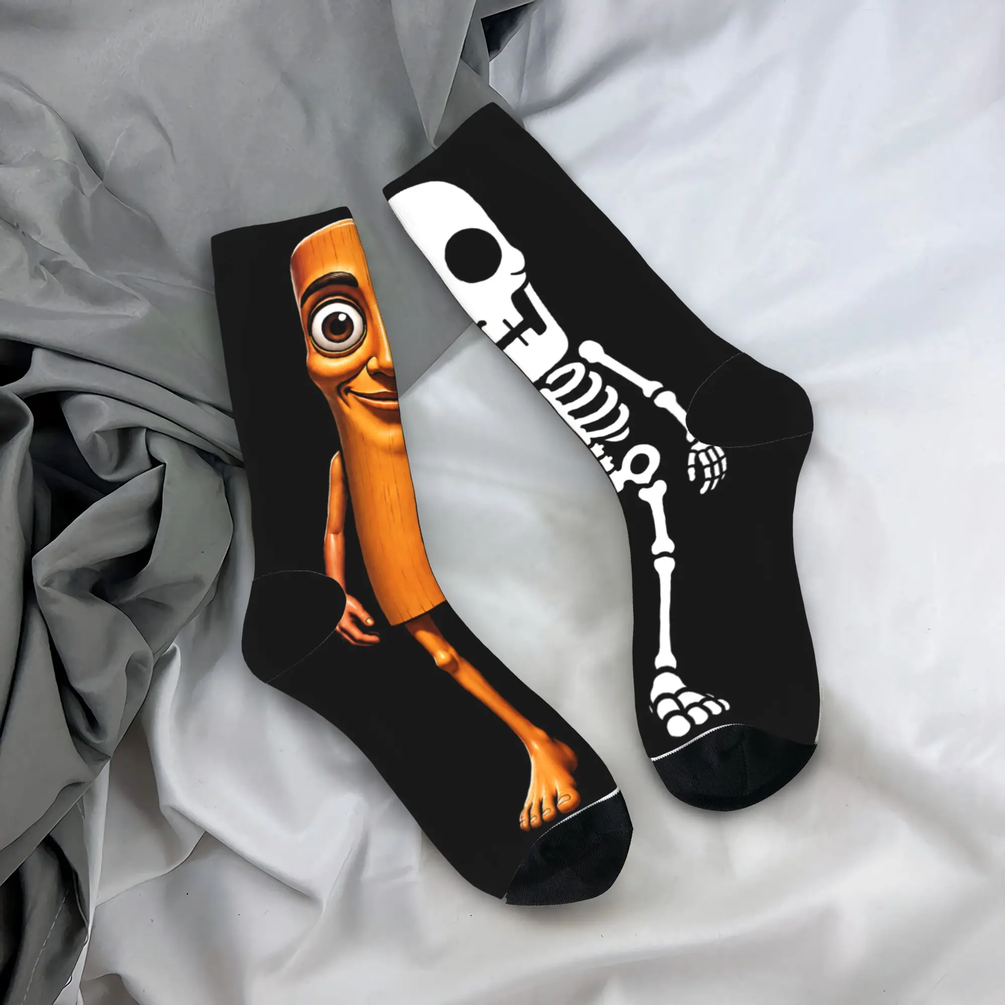 Half Tung Tung Sahur Half Skeleton Funny Halloween Spooky Socks Anti Stockings Men Climbing Socks Autumn Novelty Graphic Socks