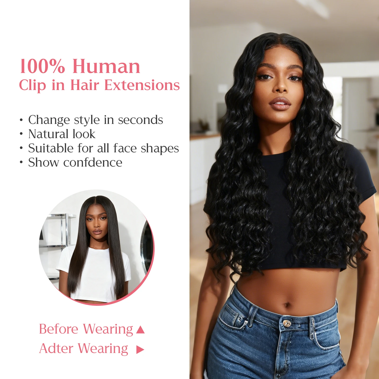 PU Clip Remy Human Hair 100g Natural Hair for Extension - Versatile for Wedding Party Daily High Quality Unprocessed Human Hair