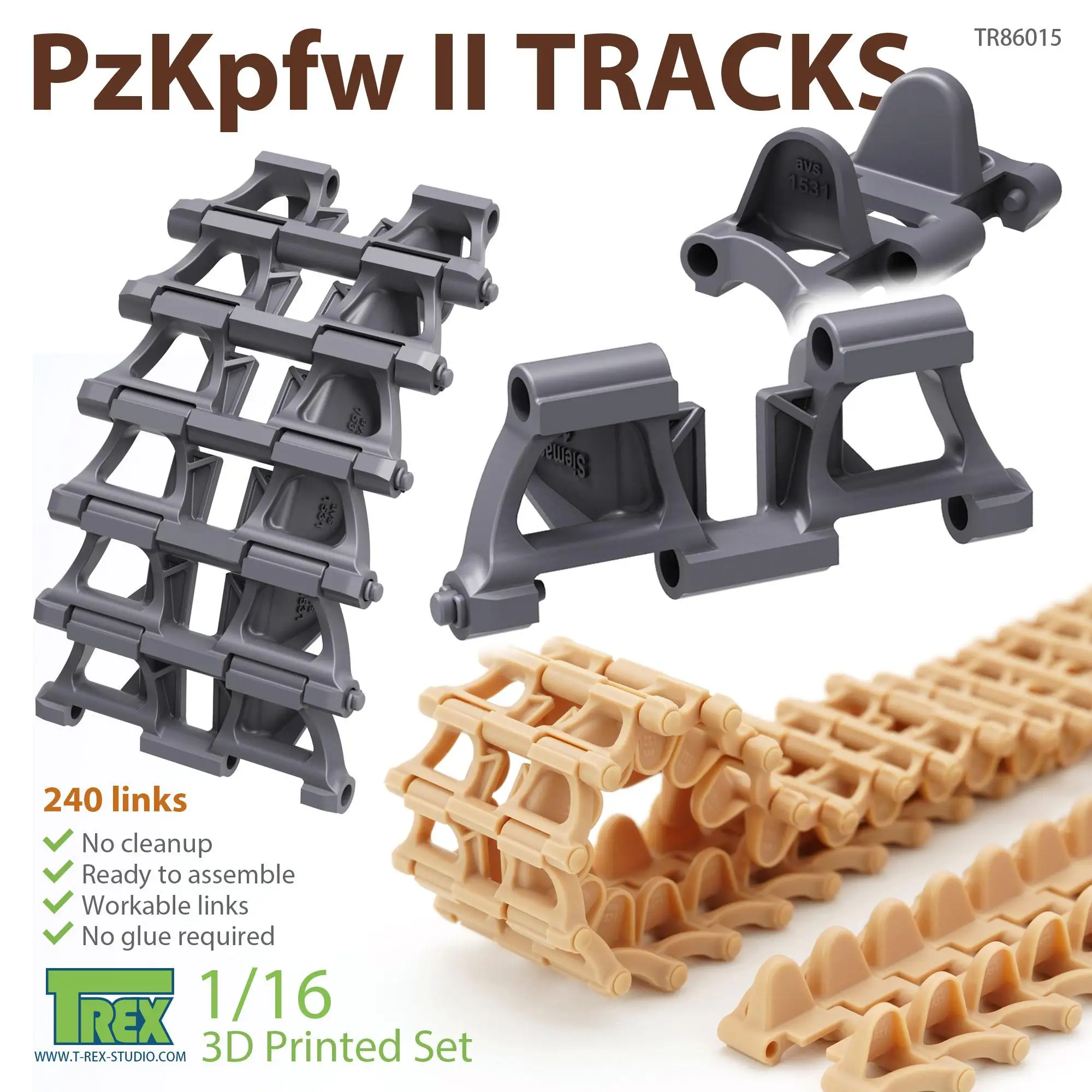 T-REX 86015 1/16 PzKpfw.II Tracks 3D Print Set