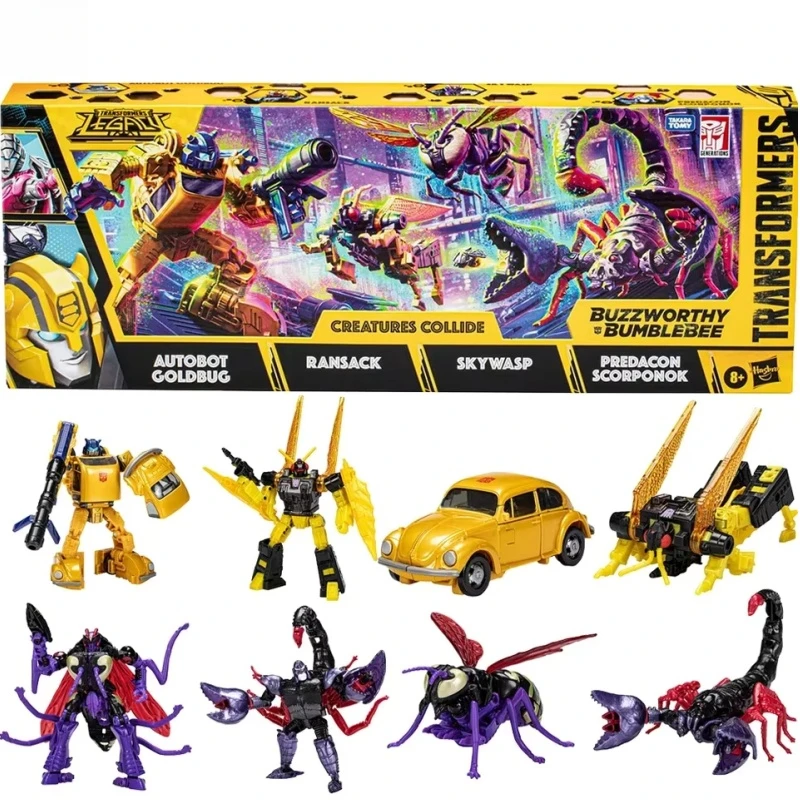 ในสต็อก Transformers Legacy BuzzworthyBumblebee Creatures Collide 4-Pack GoldbugScorponok Ransack Skywasp Action Figure ของเล่น