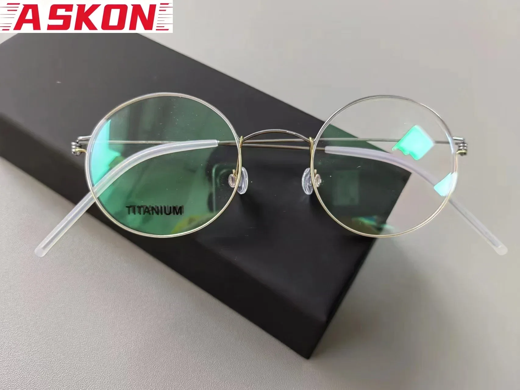 48MM Screwless Round Glasses Frame Dakota Men Air Titanium Thin Eyeglasses Ultralight Rim Frame Women Circle Eyewear Spectacles