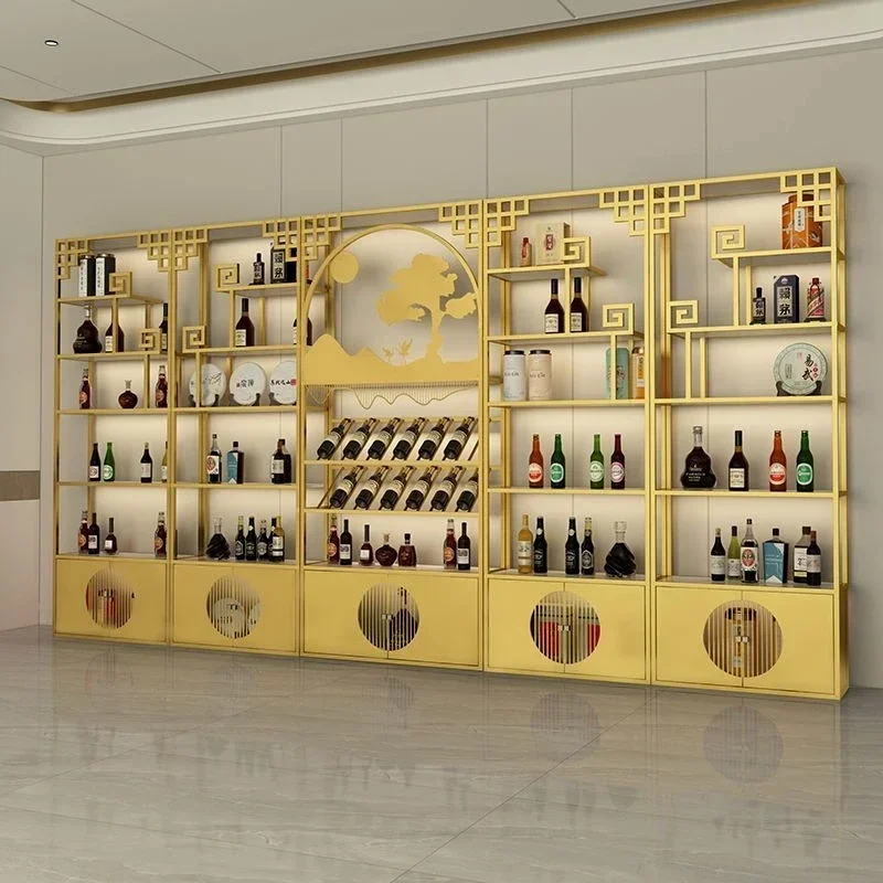 Cellar บาร์ตู้หรูหราไวน์ Rack ผนังห้องนั่งเล่นชั้นวางไม้โมเดิร์นกาแฟ Organizer ตู้โชว์ขวด Mesas เฟอร์นิเจอร์