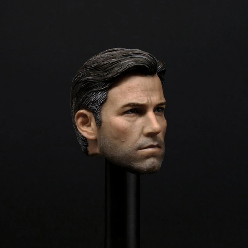 1/6 Ben Affleck Head Sculpt with Collars PVC Male Soldier Head Carving Fit 12'' Action Figure Body Dolls For Collection