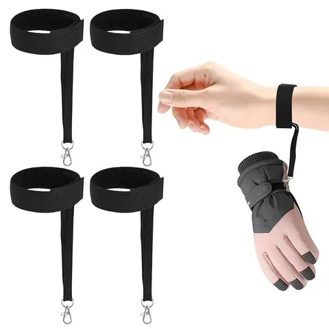2 pçs tiras de segurança luva de esqui com chaveiros durável elástico luva trela para esqui e snowboard prático esporte acessório