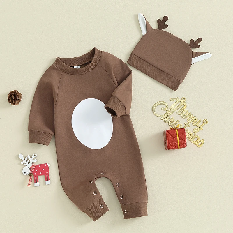 

Toddler Winter Hooded Jumpsuit Newborn Snowflake Print Long Sleeve Romper Christmas Outfit with Hat Infant Cozy