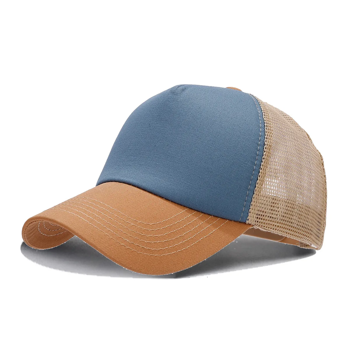 

Fashion Unisex Splice Baseball Cap Adjustable Trucker Flat Visor Cap Snapback Mesh Curved Men Women Casual Sun Summer Hat