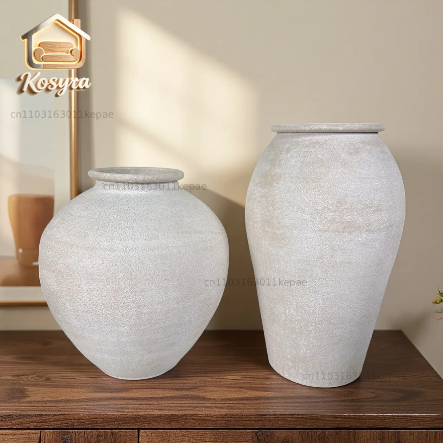 handcrafted with distressed texture and color. large vase for home living room decoration, imitation rustic pottery flower
