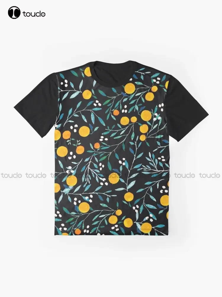 Oranges On Black Graphic T-Shirt Custom Aldult Teen Unisex Digital Printing Tee Shirts Custom Gift Xxs-5Xl Streetwear