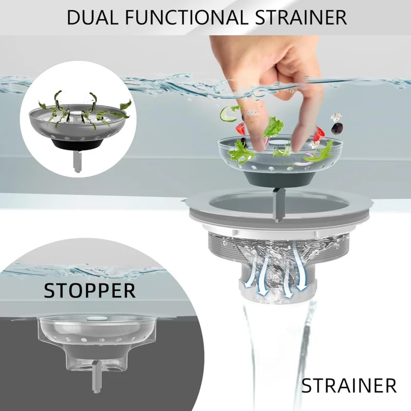 طقم مصفاة من الفولاذ المقاوم للصدأ المصقول مقاس 3-1/2 بوصة مع سلة وإيقاف #2