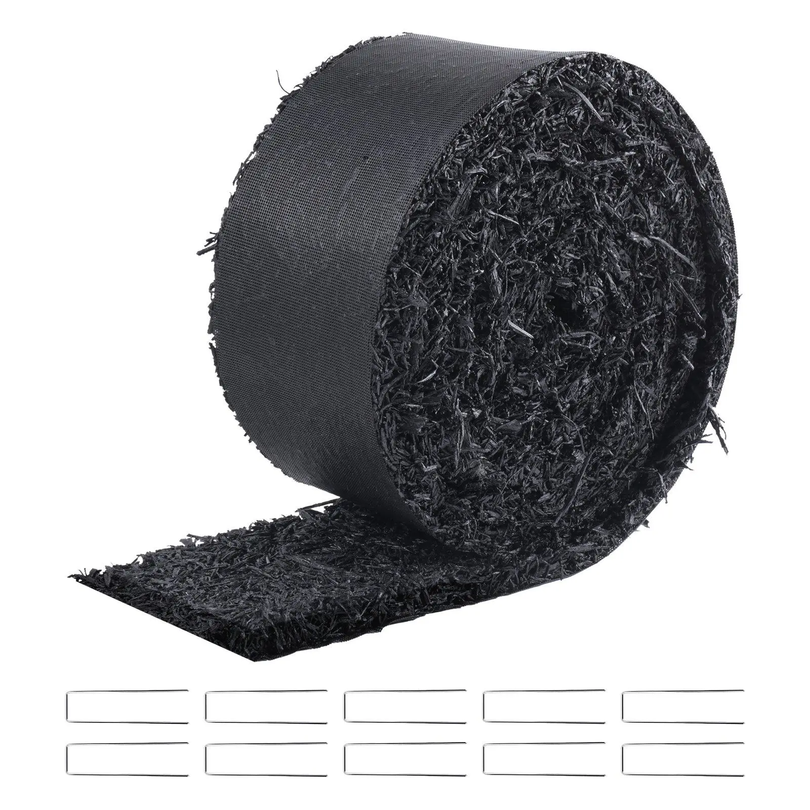 

Rubber Mulch for Landscaping, Recycled Rubber Mulch Mat 120 x 4.5in, Permanent Rubber Pathway, Natural-Looking Black Mulch