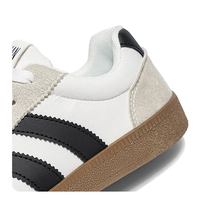 Damen Retro-Streifen-Sneaker mit Gummisohle, Schnürung, flache Schuhe, modische, vielseitige Freizeitschuhe zum Gehen für den täglichen Gebrauch – Detail 4