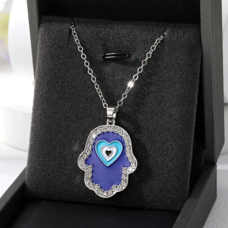 Kalung Liontin Mata Zirkon untuk Pria dan Wanita, Kalung Mata Jahat Baja Tahan Karat Warna Biru Trendi Baru