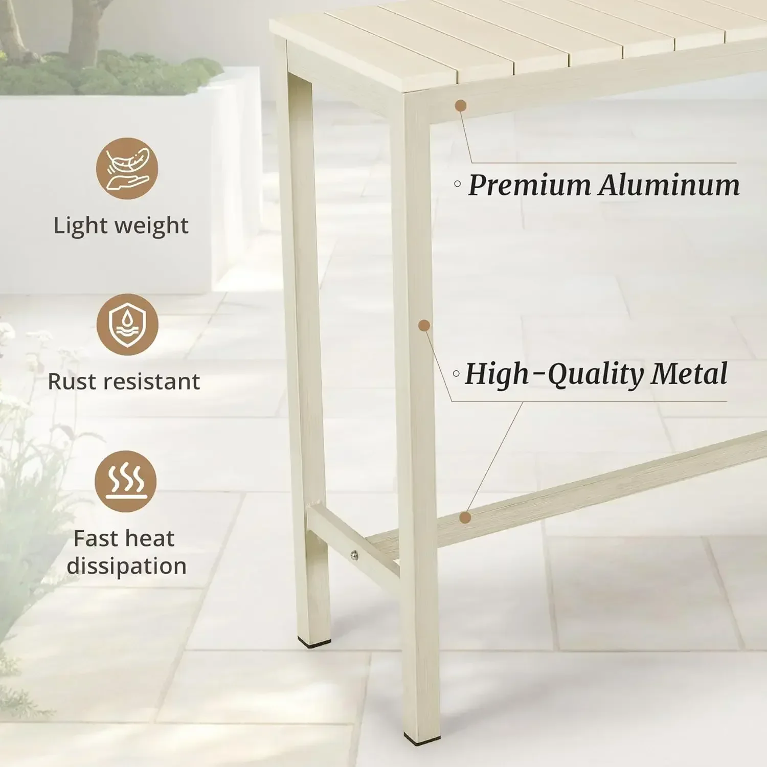 

Хит продаж: Комплект уличной мебели для бара (стол и стулья), 3-предметный набор для патио/паба с высоким столом 45 дюймов с реечной столешницей и 2 барными стульями без подлокотников.