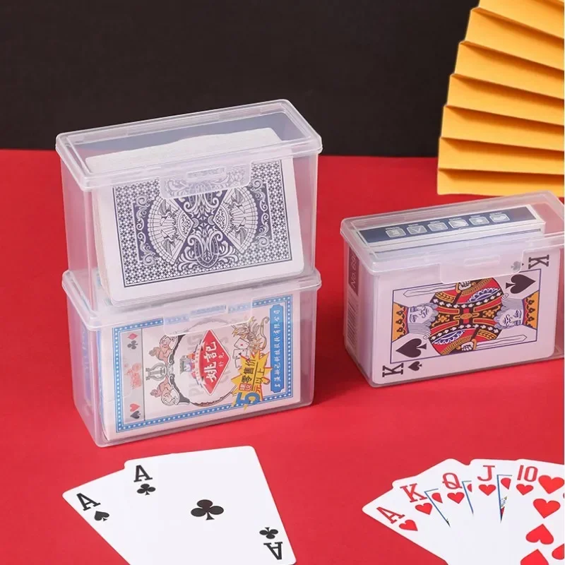 Caja de almacenamiento transparente para cartas de juego, contenedor de plástico para póker, estuche de almacenamiento de PP, broches cerrados para juegos de mesa