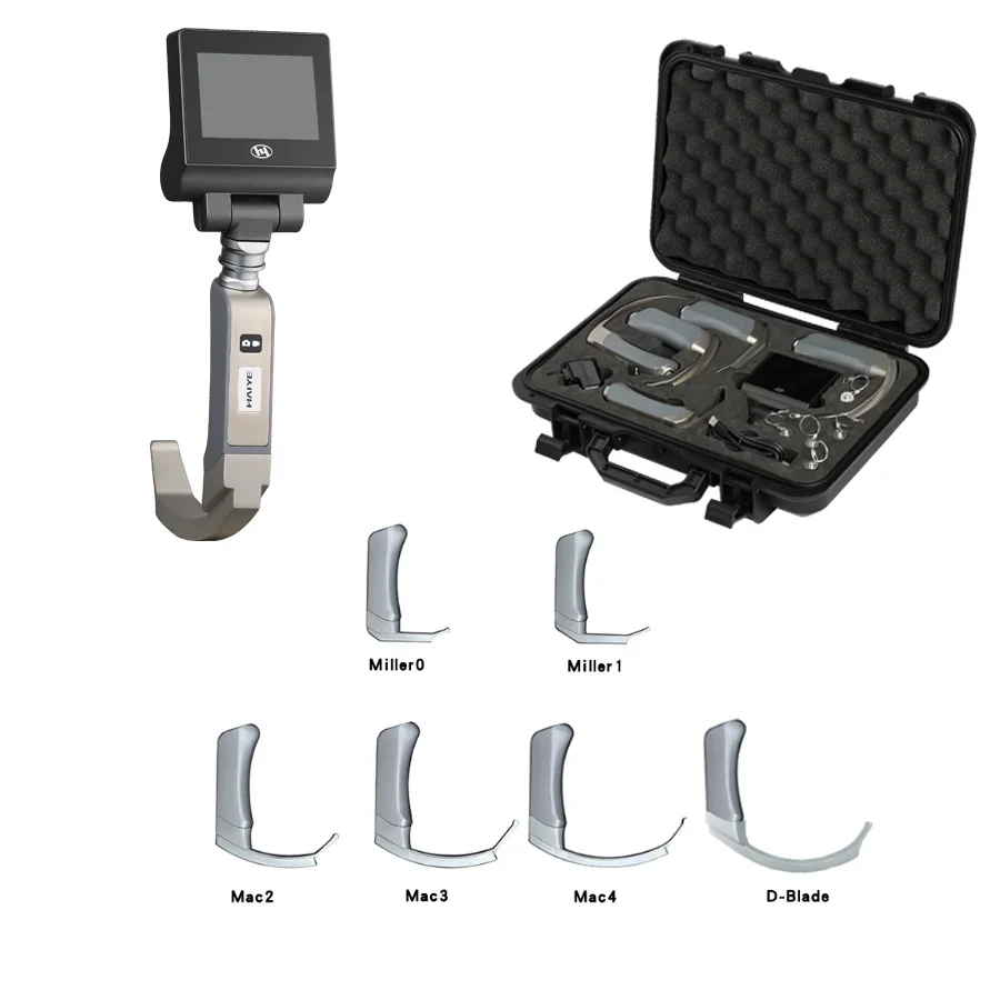 Reusable Portable Video Laryngoscope with 6 Blades videolaringoscopio 32GB Stainless Steel Handheld