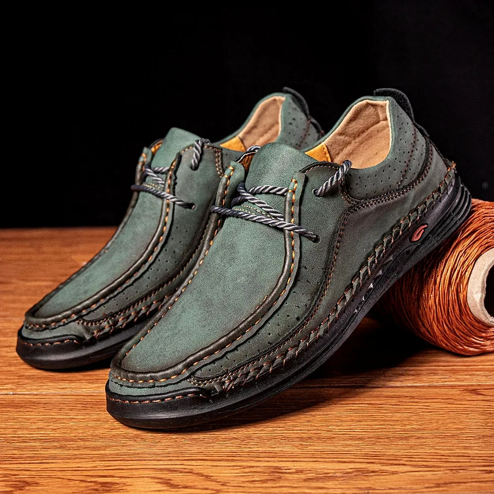 Original men's sports shoes, hand sewn Lefu shoes outdoor mountaineering British style luxury casual shoes designer men's shoes