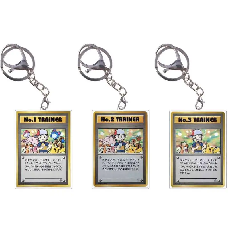 サトシキーホルダーミュウツー Exeggutor PTCG 世界チャンピオン小さなカード Diy アクション玩具フィギュアアニメゲームコレクションペンダントギフト