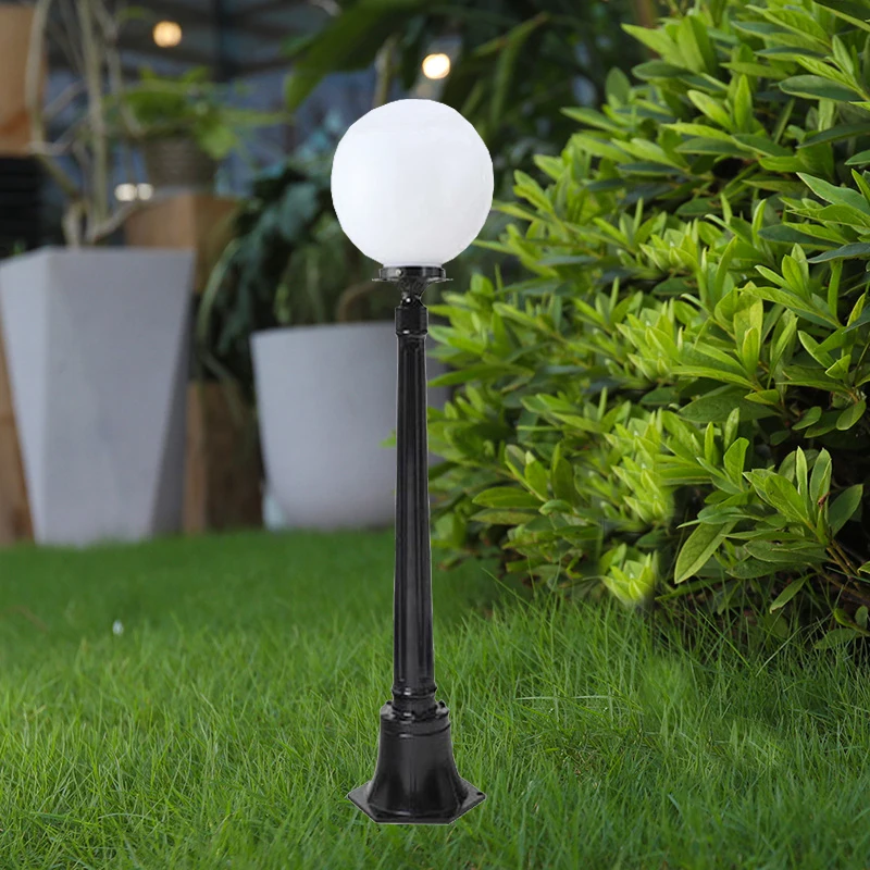 1M Round Ball White Led Lawn Light, Courtyard Garden Park Outdoor Solar Lawn Light