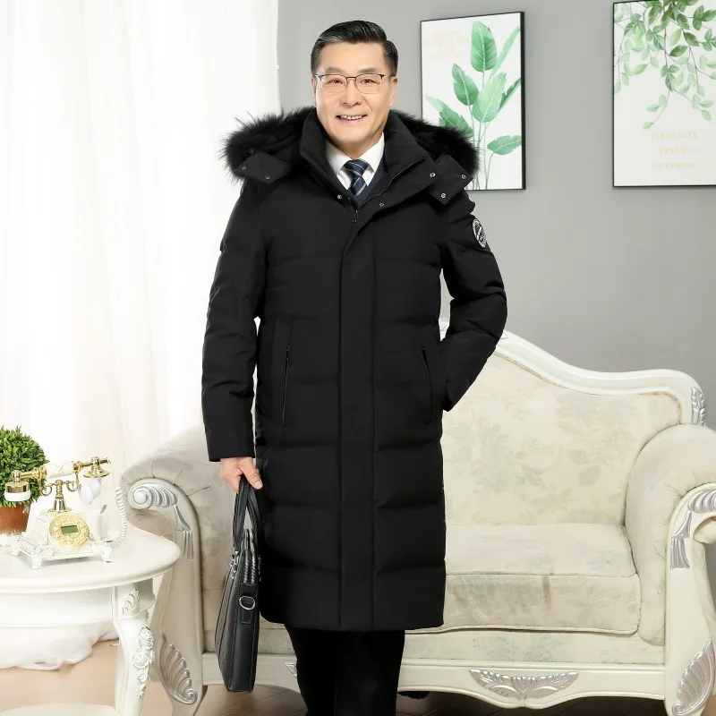 

Утепленное мужское повседневное пальто выше колена из полиэстера для защиты от холода