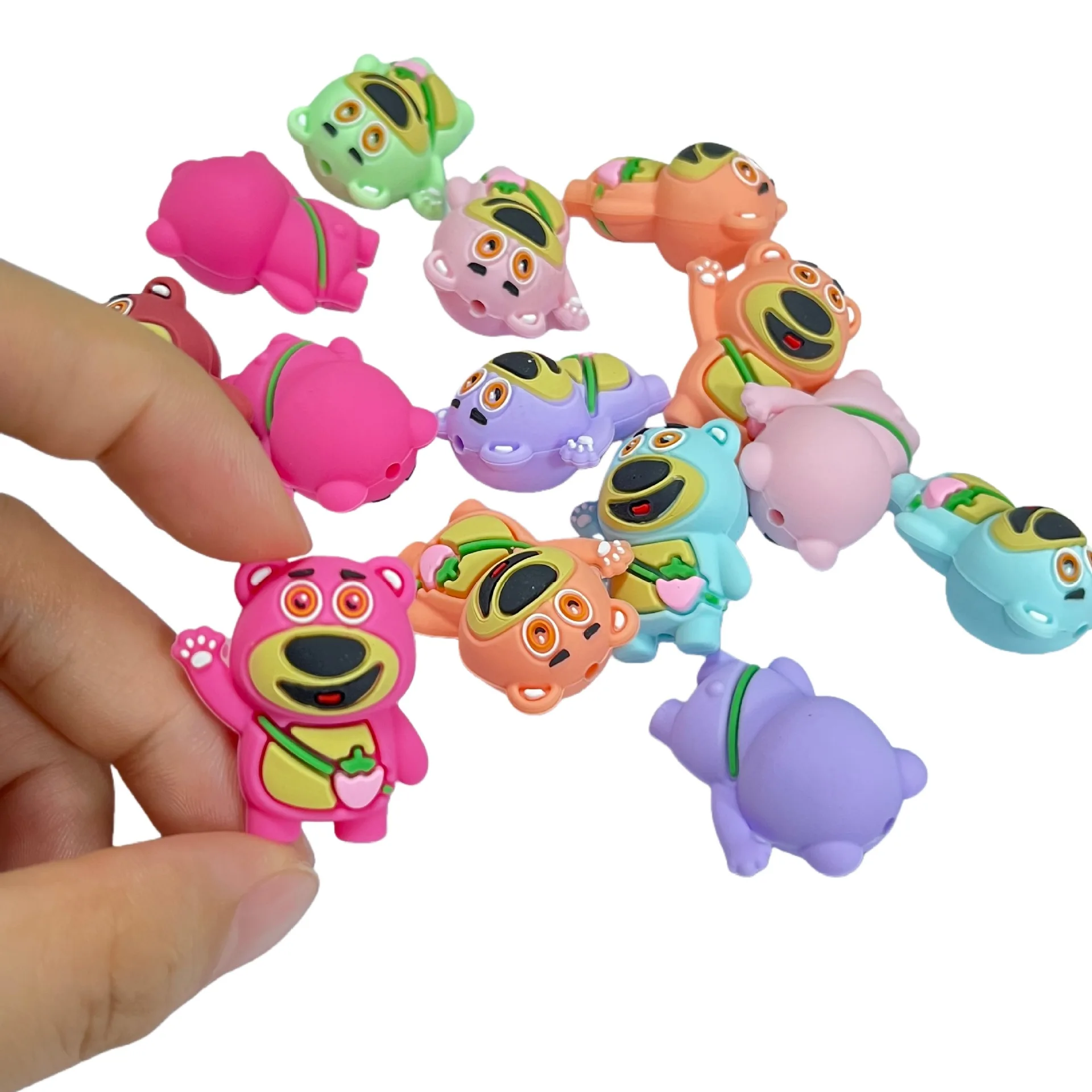 10PC Manik-manik Silikon 3D DIY Bentuk Beruang untuk Rantai Puting, Manik-manik Pena, Aksesoris Perhiasan, Manik-manik Focal 3D, Silikon Food Grade untuk Hadiah Bayi