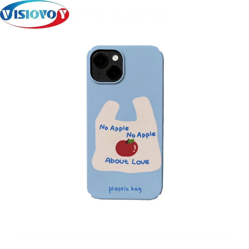 Apple Plastic Bag Illustration Phone Case For Iphone 15 14 13 Pro Max Cartoon Lovers Cute Fashion Phone Covers Back Cases Fundas