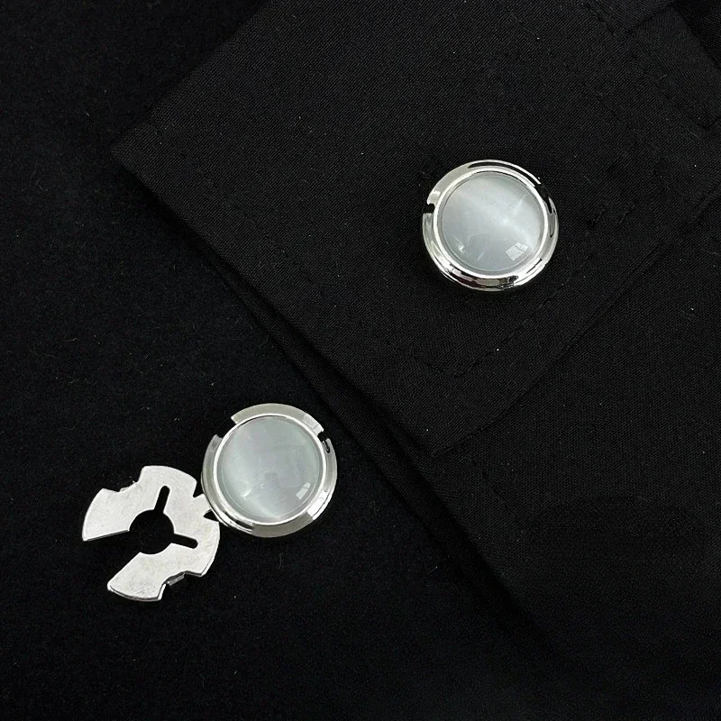 Opal Cufflinks Cap French Fashion Men's High-end Business Banquet Wedding Accessories Gifts Round Daily Shirt Cuff Buttons