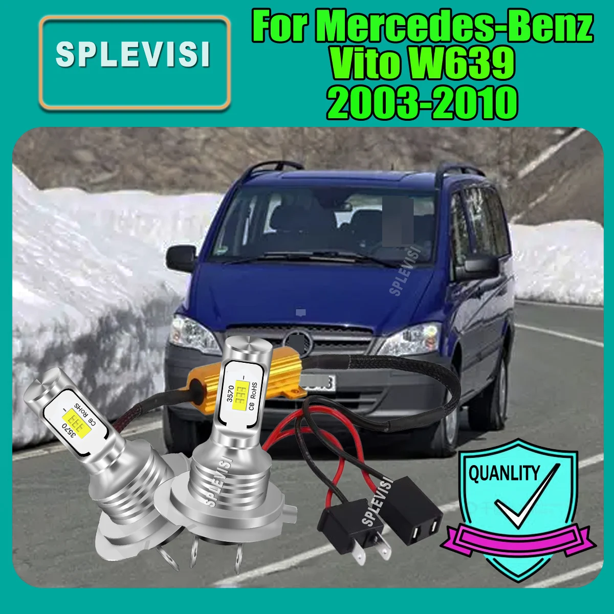 H7 White Auto LED Headlamp Light Blub Quick and Easy Installation For Mercedes Vito W639 2003 2004 2005 2006 2007 2008 2009 2010