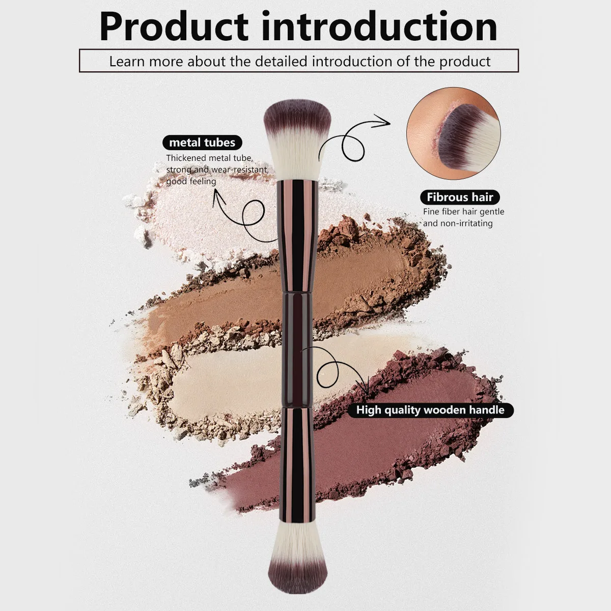 RANCAI 7PCS Makeup Brushes Set Double Head Foundation Brush Face Contour Sculpting Makeup Tool Soft Fluffy Loose Powder Brush