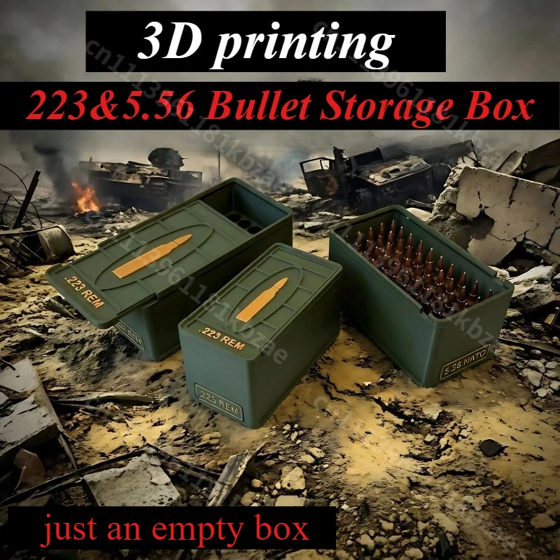 3D Printing .223 Remington 5.56 Bullet Storage Box, Military Fan Gift Desktop Collection，just An Empty Box