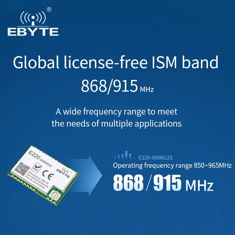 LLCC68 LoRa 868Mhz 915Mhz Wireless Module 22dBm 6km Long Range E220-900M22S EBYTE PA+LNA RF Receiver Transmitter IPEX Antenna