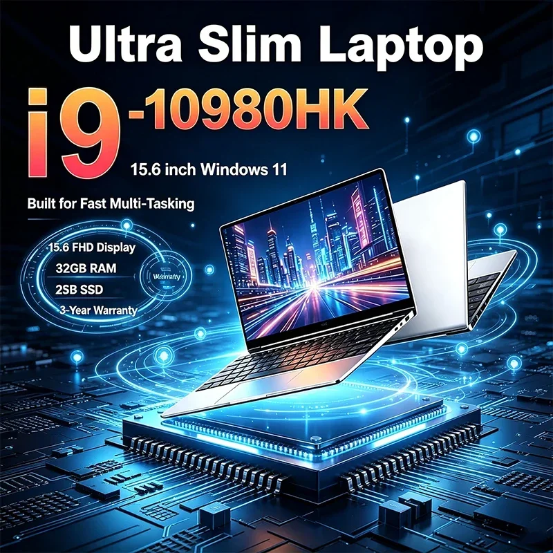 15.6 Inch 120Hz IPS Screen HD Laptop Intel I9-10980HK 32GB RAM 2TB SSD Backlit Keyboard Stable Battery Performance for Gaming