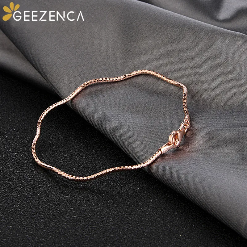 Italian 925 Sterling Silver Rose Gold Plated Women\'s Bracelet Soft Sparkling Three Color Plain Wave Chain Bracelets Shinny