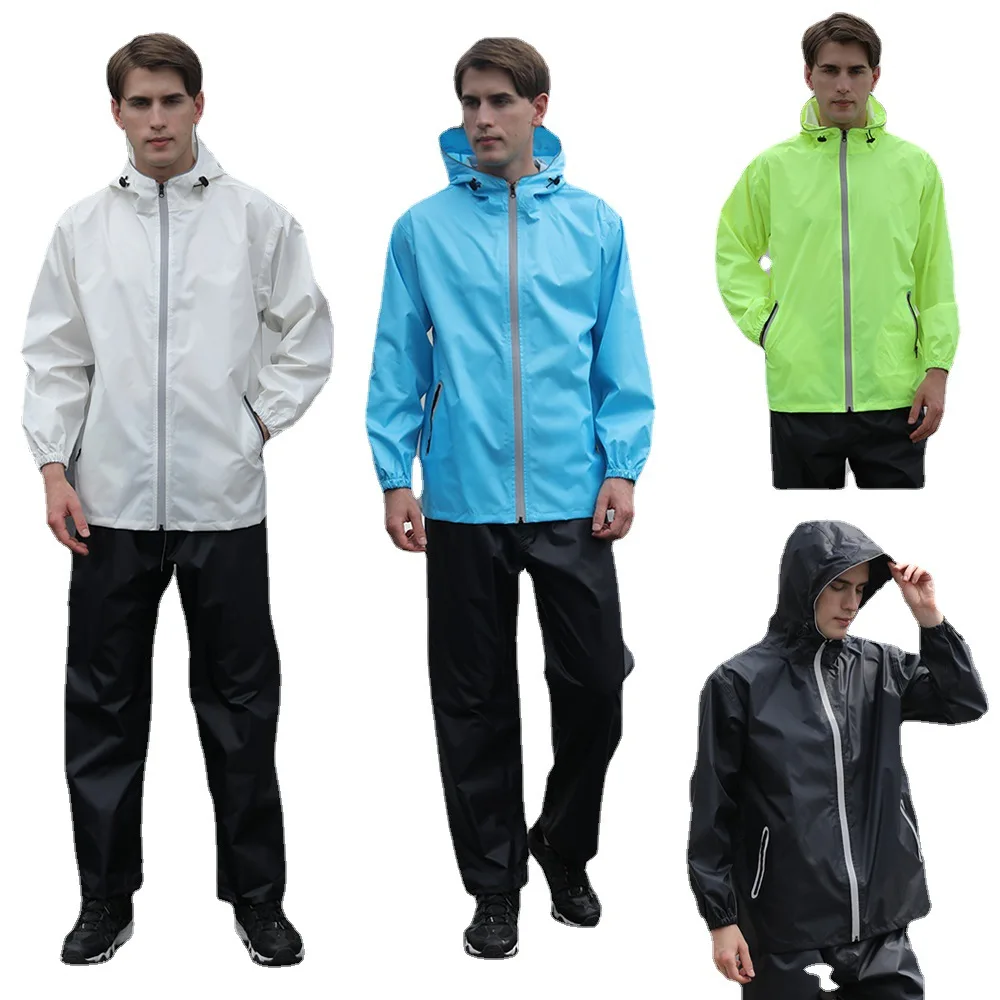 Waterproof Camping Hiking Windbreaker With Zipper Pocket Fishing Jacket Men Women Cycling Raincoat Hunting Rain Suit Set Adult