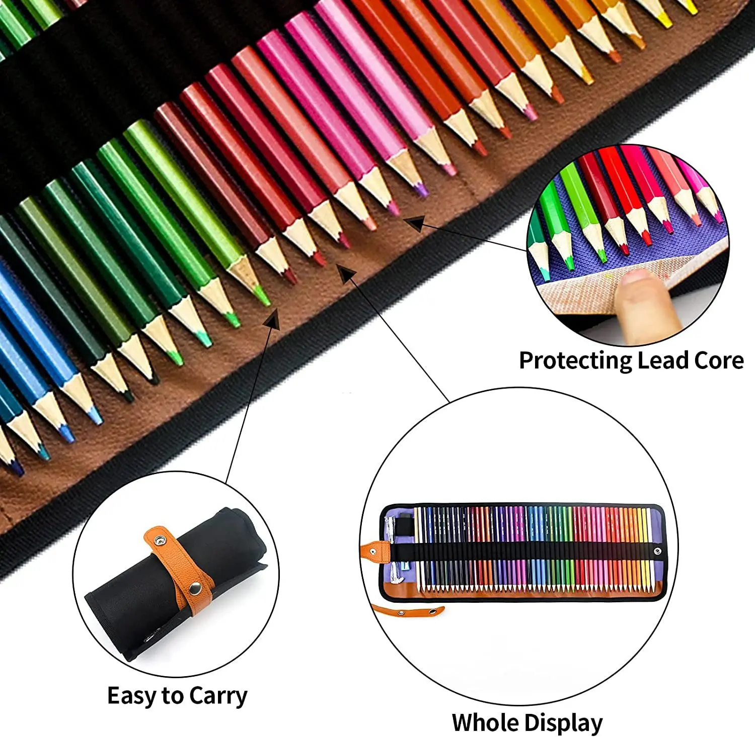 Conjunto de lápis colorido com caixa de enrolar de tela, perfeito para adulto estudante colorir, desenhar, esboçar e artesanato, 48,72 pcs