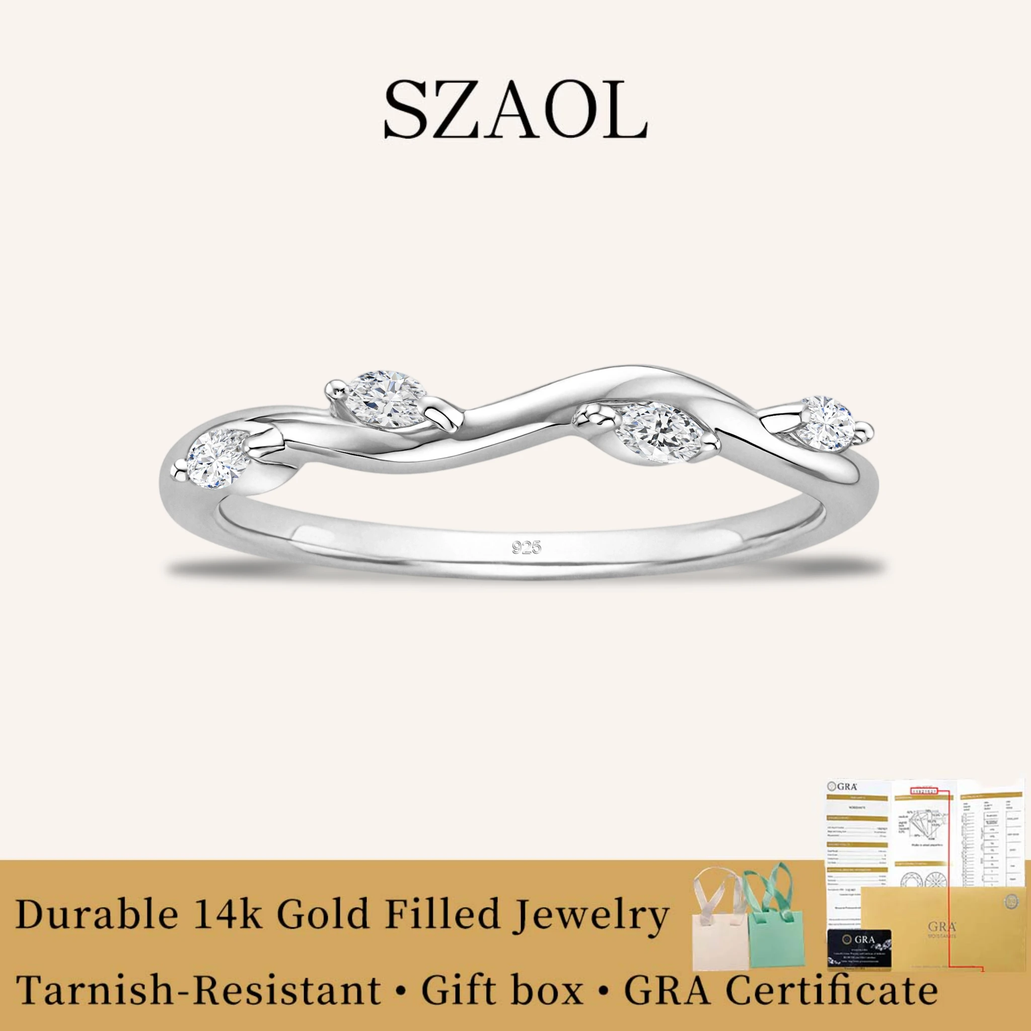 

Simple 14K Gold Filled Twisted Wave Zircon Rings Engagement Women's Ring Everyday Wedding Bands Fine Jewelry Gifts Accessories