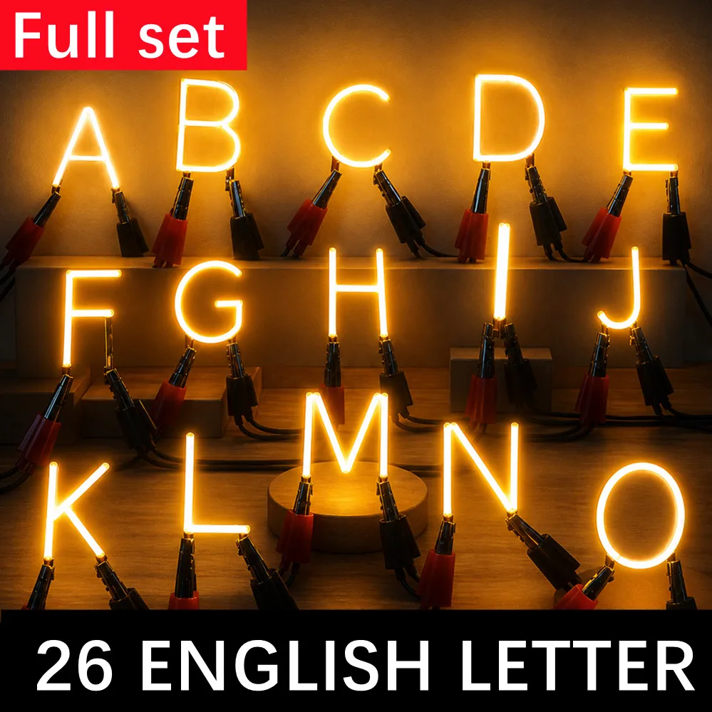 26Pcs Full set DC3V English Letter Filament COB Filament Candle Colorful White Red Green Blue Diodes Party Decoration Light